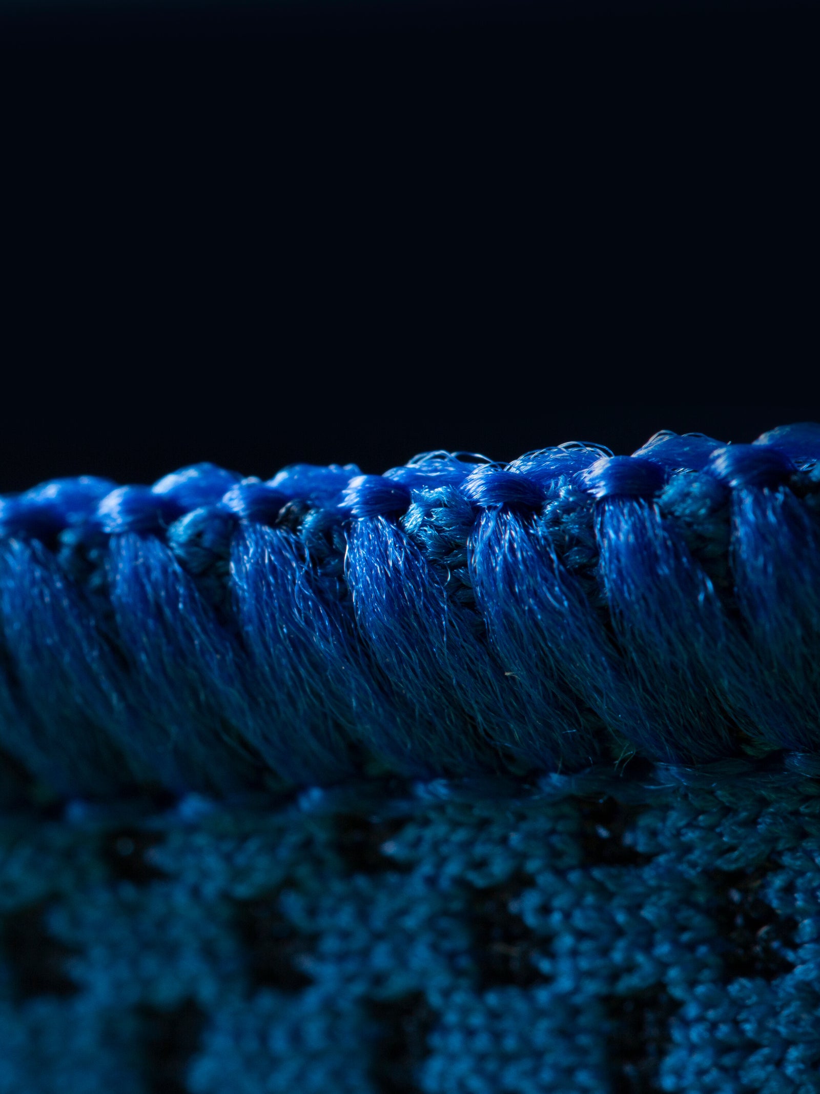 Closeup of flatlock coverstitch on hem