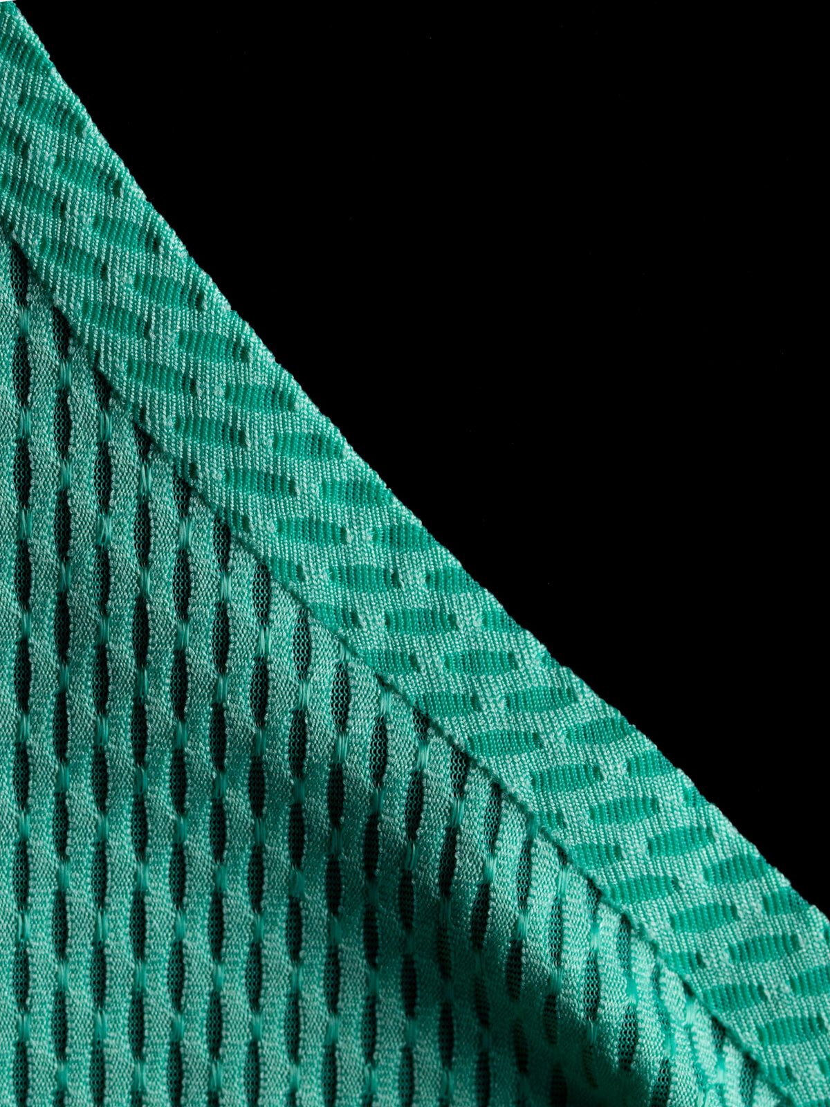 Close-up view of the heat-bonded hem construction.
