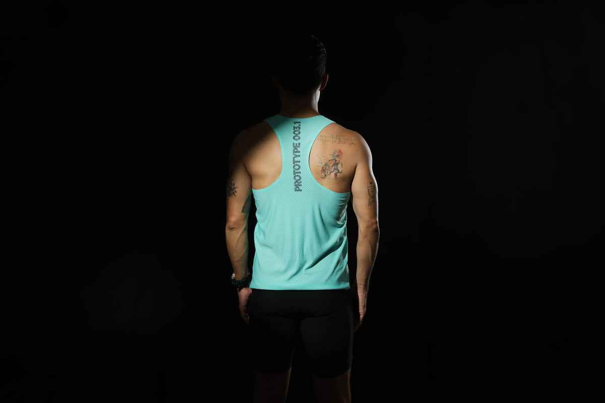 Back view of Harāra Running Vest Prototype 003.1